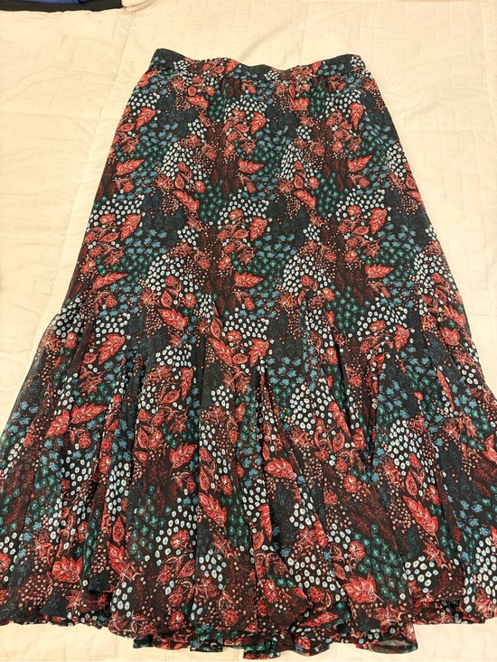 LOFT Dresses & Skirts - LOFT Black Maxi Skirt with Red and Teal Floral Print